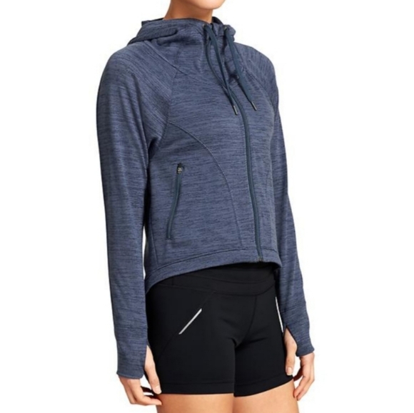 Athleta Techie Anorak Zip Front Hoodie Heathered Blue Medium - Picture 1 of 10